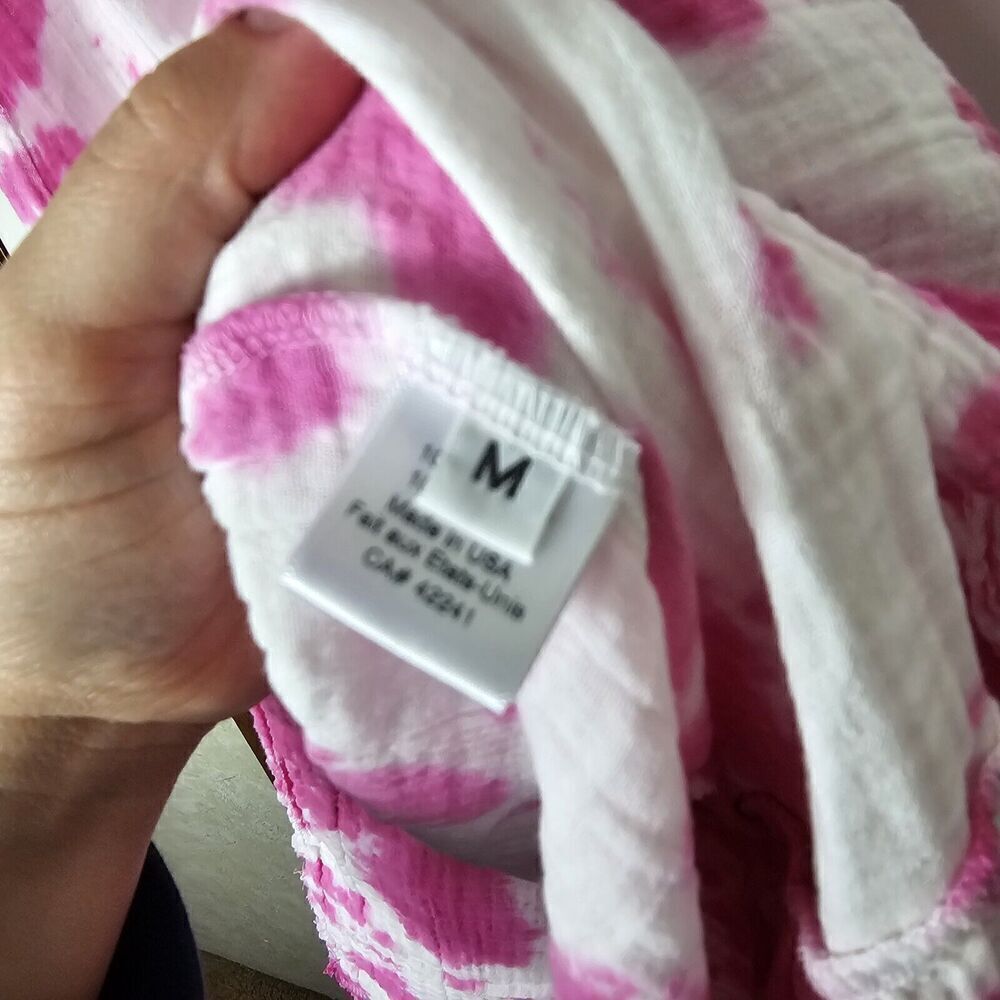 STARK X Women’s Pink & White Tie Dye Sleeveless Gauze Layered Maxi Dress Size M - Picture 7 of 8